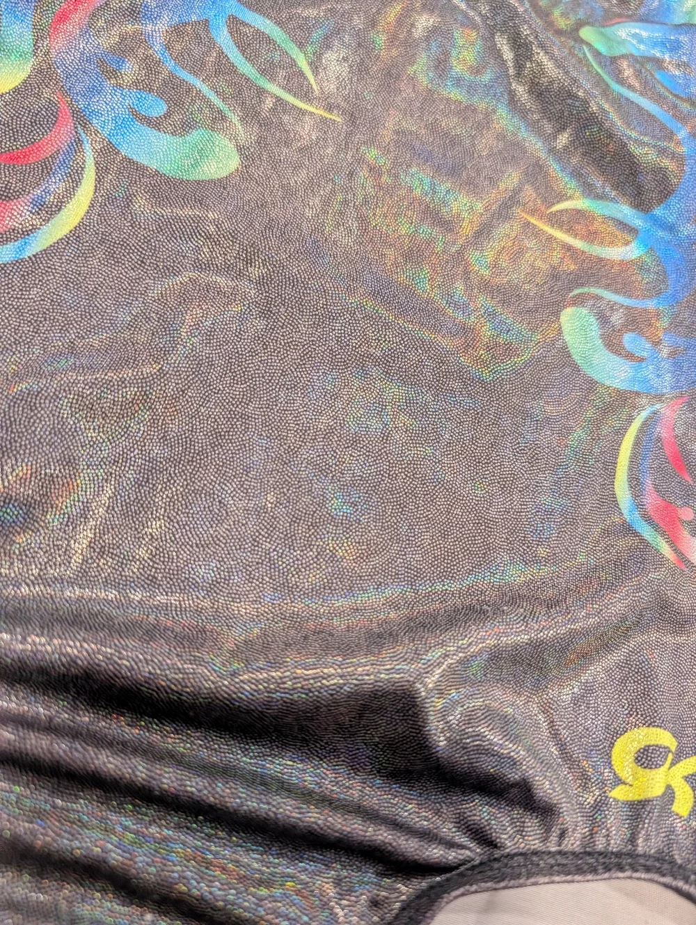 BEAUTIFUL GK Elite CM medium Gymnastics Dance Leotard HOLOGRAPHIC RAINBOW SWIRLS - Picture 3 of 4